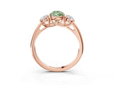 Rose gold Three-Stone Fancy Green Pear Cut Diamond Engagement Ring with Prong Setting_6