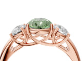 Rose gold Three-Stone Fancy Green Pear Cut Diamond Engagement Ring with Prong Setting_7