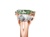 Rose gold Three-Stone Fancy Green Pear Cut Diamond Engagement Ring with Prong Setting_8