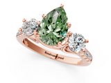 Rose gold Three-Stone Fancy Green Pear  Cut Diamond Pavé Band with Four-Prong Setting_28