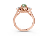 Rose gold Three-Stone Fancy Green Pear  Cut Diamond Pavé Band with Four-Prong Setting_30