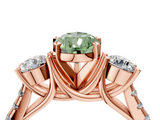 Rose gold Three-Stone Fancy Green Pear  Cut Diamond Pavé Band with Four-Prong Setting_31