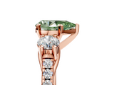 Rose gold Three-Stone Fancy Green Pear  Cut Diamond Pavé Band with Four-Prong Setting_32