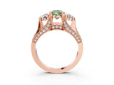 Rose gold Three-Stone Fancy Green Pear  Cut Diamond Ring with Channel-Set Band and Four-Prong Setting_55