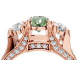 Rose gold Three-Stone Fancy Green Pear  Cut Diamond Ring with Channel-Set Band and Four-Prong Setting_56