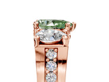 Rose gold Three-Stone Fancy Green Pear  Cut Diamond Ring with Channel-Set Band and Four-Prong Setting_57
