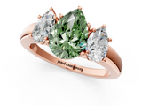 Rose gold Three-Stone Fancy Green Pear  Cut Diamond Ring with Channel-Set Band and Four-Prong Setting_62