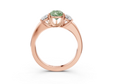 Rose gold Three-Stone Fancy Green Pear  Cut Diamond Ring with Channel-Set Band and Four-Prong Setting_64