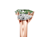 Rose gold Three-Stone Fancy Green Pear  Cut Diamond Ring with Channel-Set Band and Four-Prong Setting_66