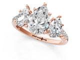 Rose gold Three-Stone Fancy Green Pear Cut Diamond Ring with Pavé Band and Prong Setting_80
