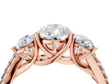 Rose gold Three-Stone Fancy Green Pear Cut Diamond Ring with Pavé Band and Prong Setting_83