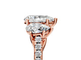 Rose gold Three-Stone Fancy Green Pear Cut Diamond Ring with Pavé Band and Prong Setting_84