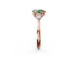 Rose gold Three-Stone Fancy Green Pear  Cut Diamond Ring with Pear Side Stones in Four-Prong Setting_111