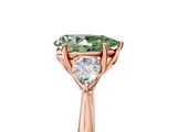 Rose gold Three-Stone Fancy Green Pear  Cut Diamond Ring with Pear Side Stones in Four-Prong Setting_114