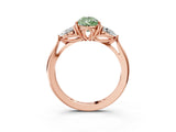 Rose gold Three-Stone Fancy Green Pear Cut Diamond Ring with Pear  Side Stones in Four-Prong Setting_15