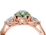 Rose gold Three-Stone Fancy Green Pear Cut Diamond Ring with Pear  Side Stones in Four-Prong Setting_16