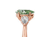 Rose gold Three-Stone Fancy Green Pear Cut Diamond Ring with Pear  Side Stones in Four-Prong Setting_17