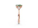 Rose gold Three-Stone Fancy Green Pear Cut Diamond Ring with Pear  Side Stones in Four-Prong Setting_50