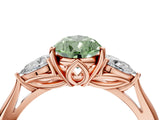 Rose gold Three-Stone Fancy Green Pear Cut Diamond Ring with Pear  Side Stones in Four-Prong Setting_52