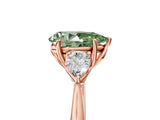 Rose gold Three-Stone Fancy Green Pear Cut Diamond Ring with Pear  Side Stones in Four-Prong Setting_53