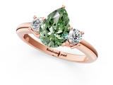 Rose gold Three-Stone Fancy Green Pear  Cut Diamond Solitaire with Prong Setting and Classic Band_46