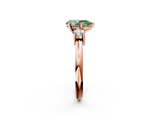 Rose gold Three-Stone Fancy Green Pear  Cut Diamond Solitaire with Prong Setting and Classic Band_47