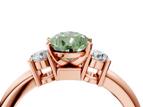 Rose gold Three-Stone Fancy Green Pear  Cut Diamond Solitaire with Prong Setting and Classic Band_49