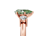 Rose gold Three-Stone Fancy Green Pear  Cut Diamond Solitaire with Prong Setting and Classic Band_50