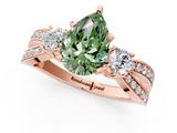 Rose gold Three-Stone Fancy Green Pear  Cut Diamond Twist Band with Prong Setting_52
