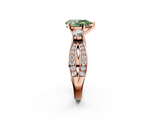 Rose gold Three-Stone Fancy Green Pear  Cut Diamond Twist Band with Prong Setting_53