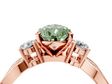 Rose gold Three-Stone Fancy Green Pear  Cut Diamond Twist Band with Prong Setting_55