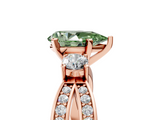 Rose gold Three-Stone Fancy Green Pear  Cut Diamond Twist Band with Prong Setting_56