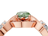 Rose gold Three-Stone Fancy Green Pear Cut Diamond Wave Pave Band with Prong Setting_4