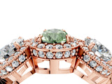 Rose gold Three-Stone Fancy Green Pear Cut Halo Diamond Milgrain Band with Four-Prong Setting_4