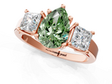 Rose gold Three-Stone Fancy Green Pear  Cut Solitaire Ring with Prong Setting_4