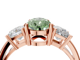 Rose gold Three-Stone Fancy Green Pear  Cut Solitaire Ring with Prong Setting_7