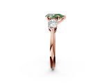 Rose gold Three-Stone Fancy Green Pear  Diamond Ring with Pear Side Stones in Four-Prong Setting_88