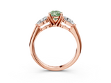 Rose gold Three-Stone Fancy Green Pear  Diamond Ring with Pear Side Stones in Four-Prong Setting_89