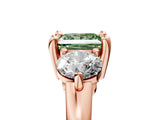 Rose gold Three-Stone Fancy Green Princess  Brilliant Cut Solitaire Ring with Prong Setting on a Classic Band