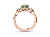 Rose gold Three-Stone Fancy Green Princess Cut Brilliant Diamond Solitaire Ring with Tapered Band and Four-Prong Setting_6
