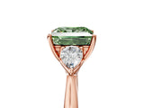 Rose gold Three-Stone Fancy Green Princess Cut Brilliant Diamond Solitaire Ring with Tapered Band and Four-Prong Setting_8