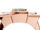 Rose gold Three Stone Fancy Green Princess Cut Cut Channel Set Diamond Ring_4