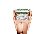 Rose gold Three Stone Fancy Green Princess Cut Cut Channel Set Diamond Ring_5