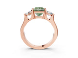 Rose gold Three-Stone Fancy Green Princess Cut Cut Classic Band Prong Setting Ring_3