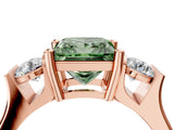 Rose gold Three-Stone Fancy Green Princess Cut Cut Classic Band Prong Setting Ring_4
