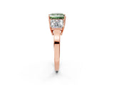 Rose gold Three-Stone Fancy Green Princess Cut Cut Diamond Engagement Ring with Flat Band and Four-Prong Setting_14