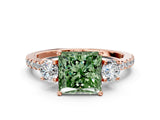 Rose gold Three-Stone Fancy Green Princess Cut Cut Diamond Pavé Band with Prong Setting_15