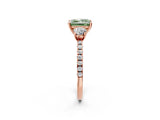 Rose gold Three-Stone Fancy Green Princess Cut Cut Diamond Pavé Band with Prong Setting_17