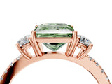 Rose gold Three-Stone Fancy Green Princess Cut Cut Diamond Pavé Band with Prong Setting_19