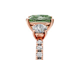 Rose gold Three-Stone Fancy Green Princess Cut Cut Diamond Pavé Band with Prong Setting_20